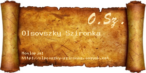 Olsovszky Szironka névjegykártya